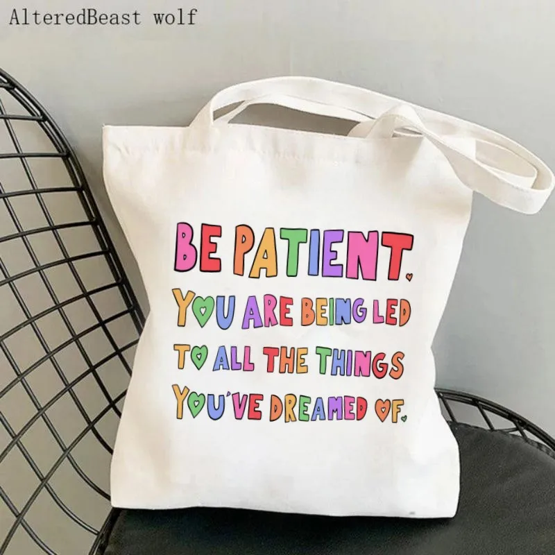 Women Canvas Shoulder bag All Things Are Possible Shopping custom Bag Harajuku Shopping Handbags Tote For Lover Girls friend