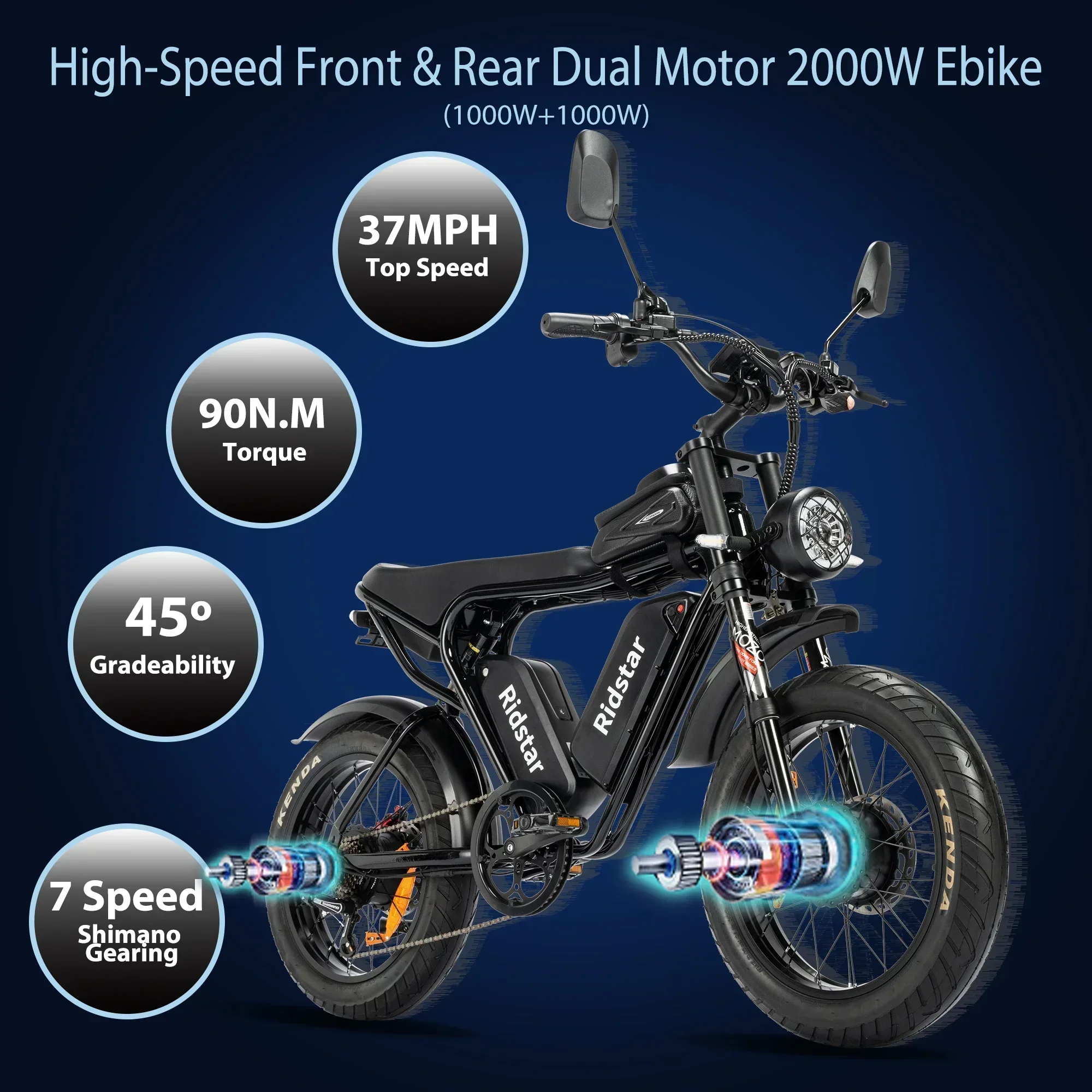 Ebike Dual Motor 2000W Two Batteries 40AH 20*4.0 Fat Bicycle electric bike electric bicycle
