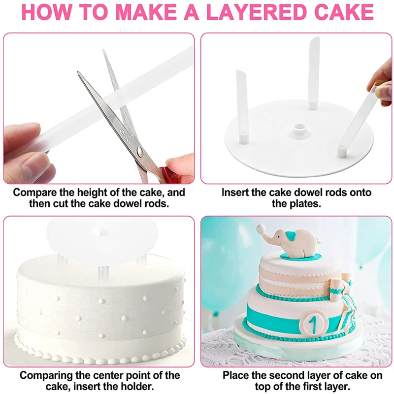 Description Picture 5 of itemCake layer support frame, reusable 9/12/16/20/26 cm cake board and cake pin rod for layered cake structure and stacking