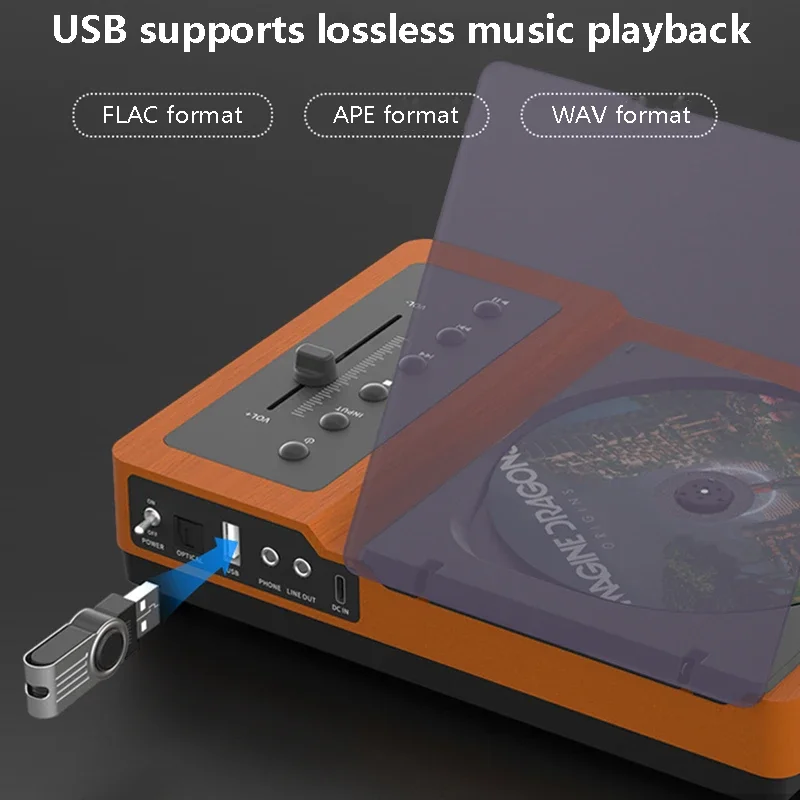 ブルートゥース5.2を搭載したHifiCDプレーヤー,ハイベースサウンドを