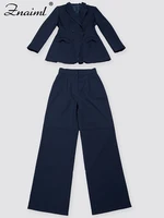 Znaiml طقم بدلة بليزر نسائي غير رسمي معاطف ضيقة بأكمام طويلة وسراويل مستقيمة قطعتين ملابس عمل أنيقة للمكتب والخريف 6