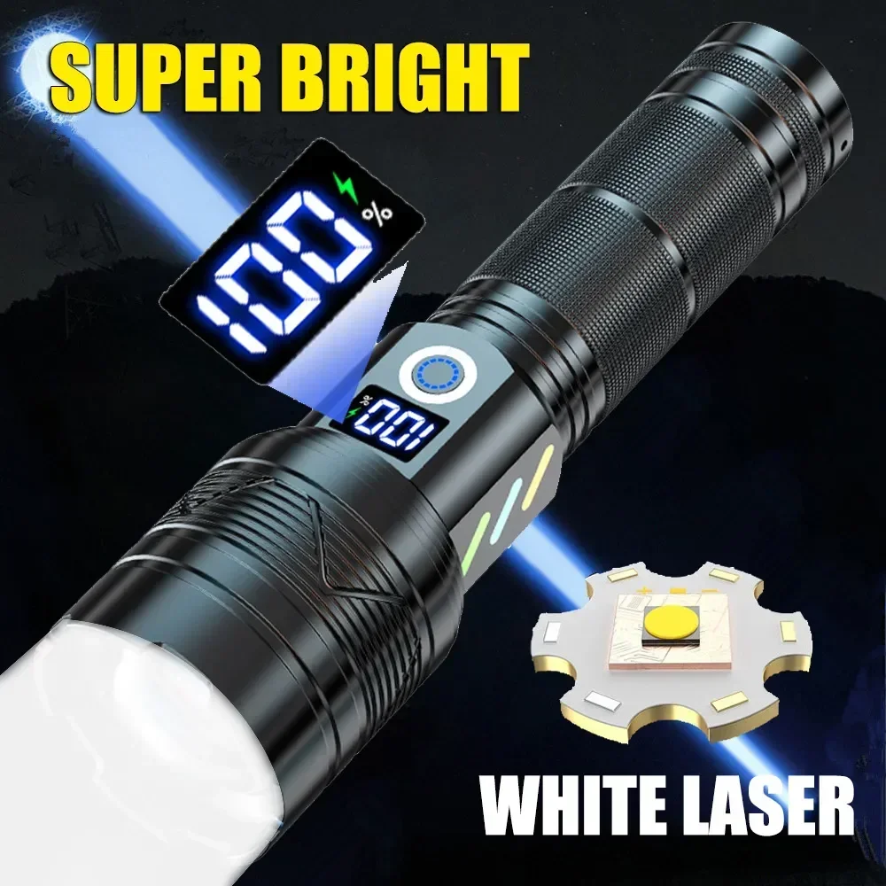 9000 lumen flashlight rechargeable KZK Lumens Flashlight, Waterproof, Zoomable, Alloy Steel, D6(US), Black, 11 Light Modes for Home & Camping Rechargeable Flashlights 990,000 High Lumens,