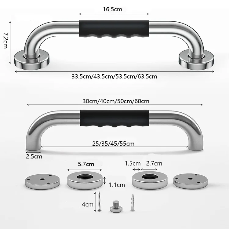 Description Picture 3 of itemBathroom Safety Armrest 304 Stainless Steel Silicone Handle Bathroom Armrest Bathtub Armrest Bathroom Grab Bars Accessories