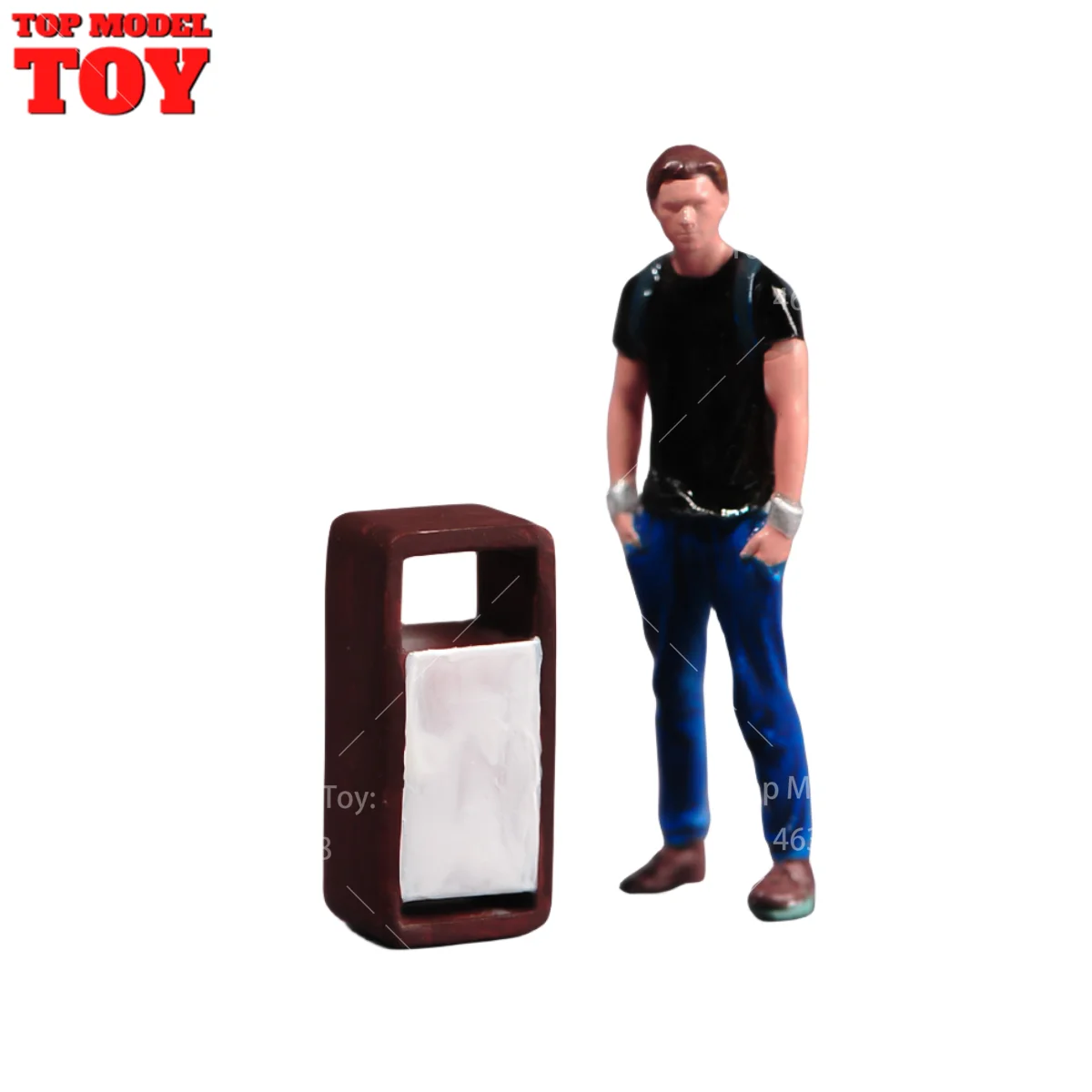 Painted Miniatures 1/64 1/43 1/87 Simple Trash Can Backpack Boy Male Scene Props Figures Model Miniature Car Accessory Toy