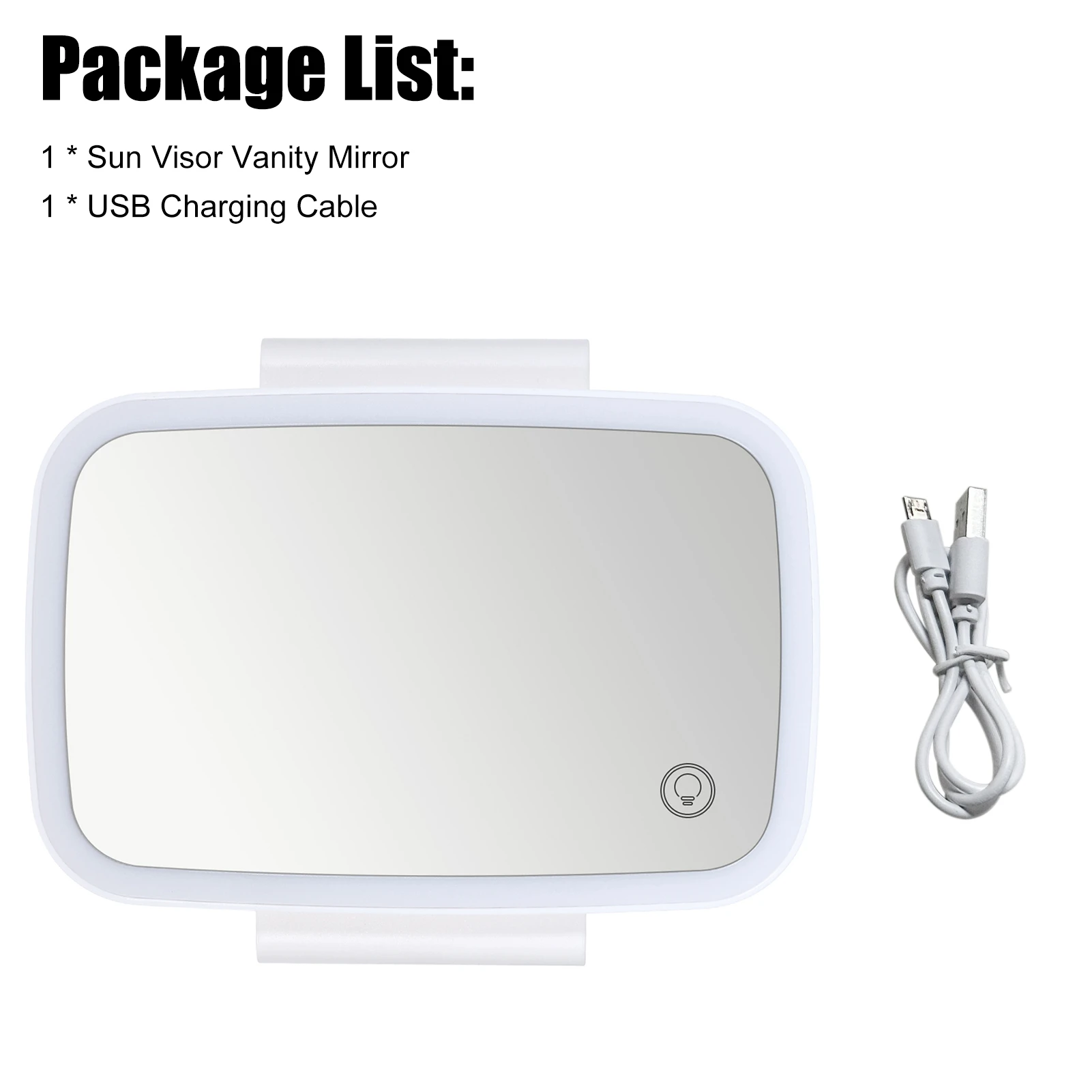 Car Sun Visor Vanity Mirror, Rechargeable Makeup Mirror with LED Lights, Dimmable Clip-on Rear View Sun-Shading Cosmetic Mirror