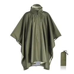Versatile Outdoor Waterproof Poncho with Hood (Green Classic style)