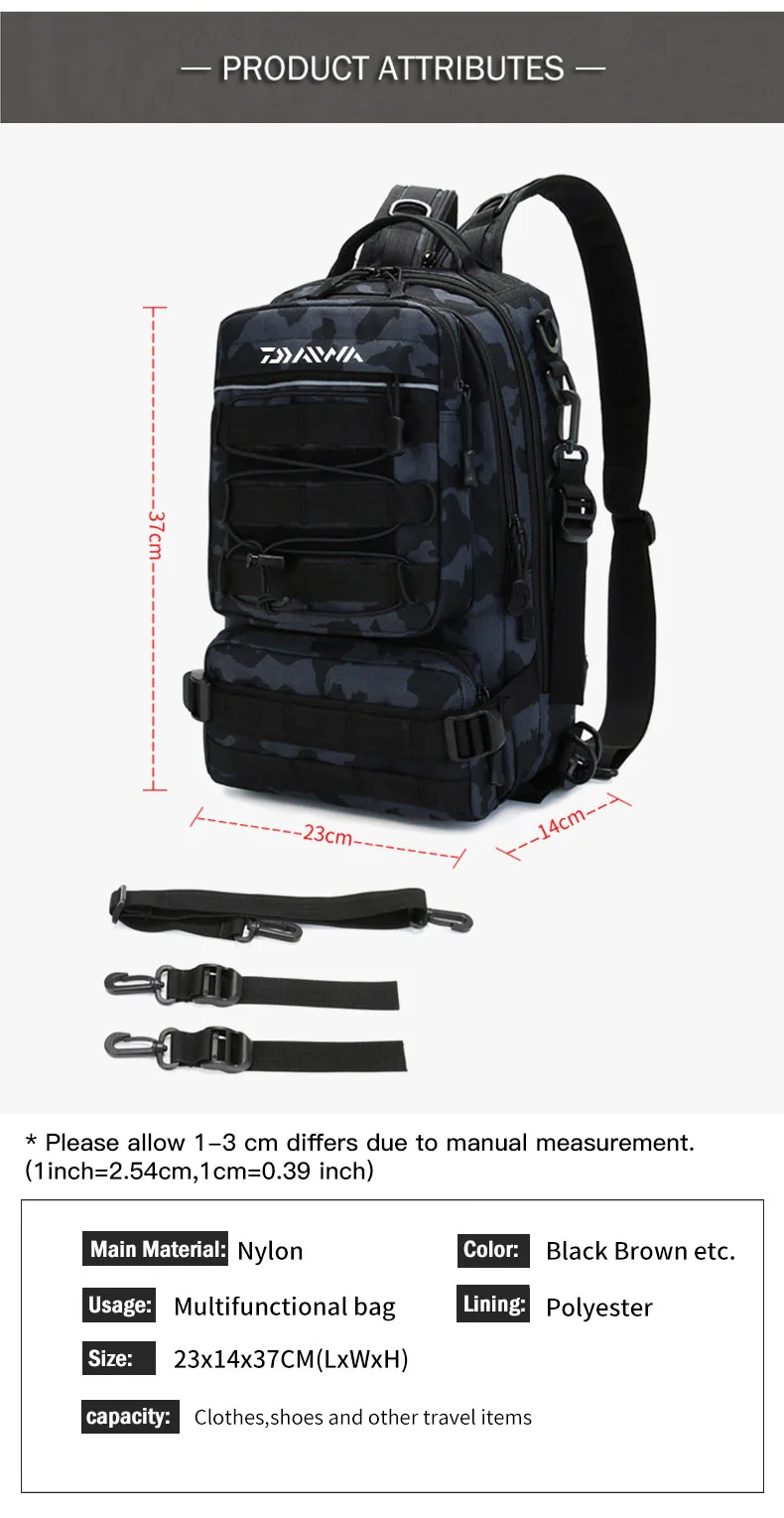 D1--Daiwa Sac ?� dos de p??che multifonctionnel pour homme, ?�tanche, grande capacit?�, canadisme 