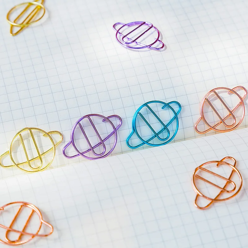 15pcs 다채로운 행성 모양 종이 클립 크리 에이 티브 종이 클립 사무실 장식 메모 클립 장식 학교 용품