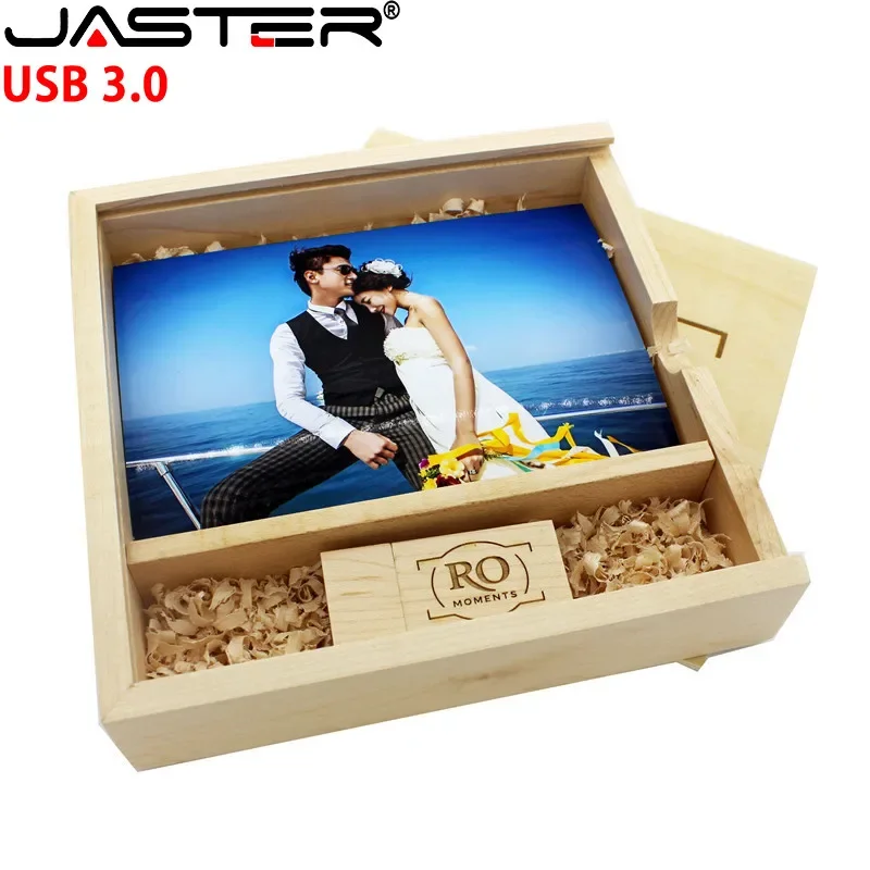 Maple Madeira Photo Album Box Pen Drive Logotipo Personalizado Gratuito Usb Flash Drives Fotografia Stick Usb 3.0 128gb 170x170x35 mm Pcs por Lote - Imagem 2