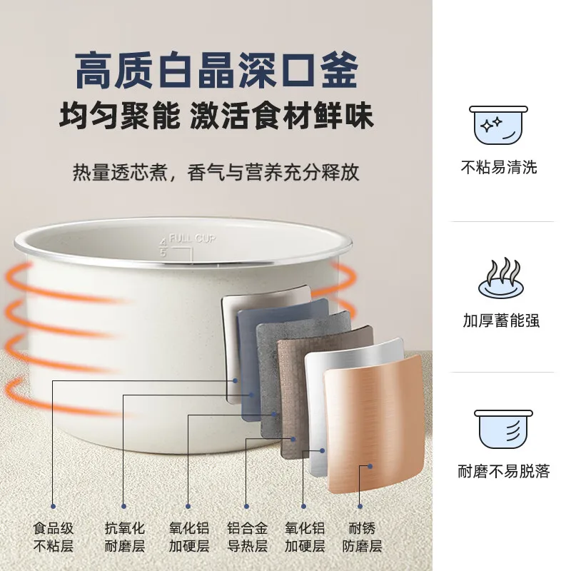 Electric Pressure Cooker Household 5 Liter Capacity Smart High Voltage Rice Cooker Multi-functional Soup Porridge Stew Pot 220V 4