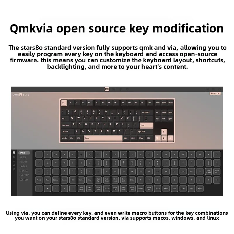 WEIKAV STARS80 무선 기계식 키보드 표준 에디션 알루미늄 합금 지원 QMK VIA 인체공학적 게이밍 키보드 게이머 선물