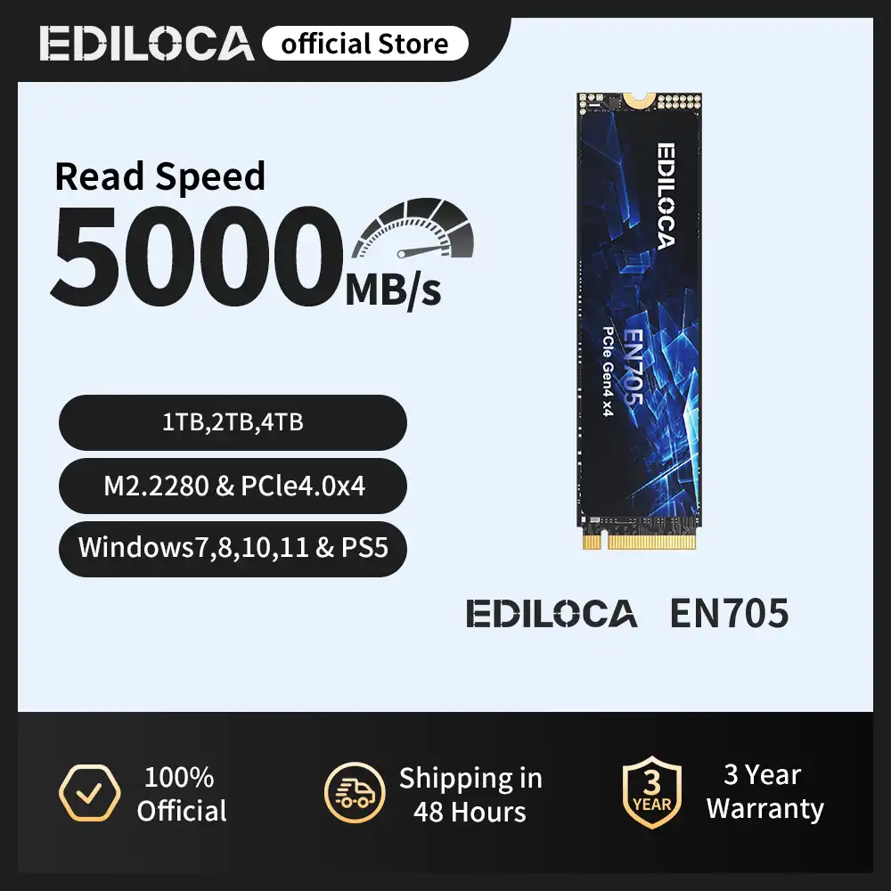 Ediloca EN705 SSD M.2 2280 1TB 2TB PCIe Gen4.0x4 5000MB/s Internal