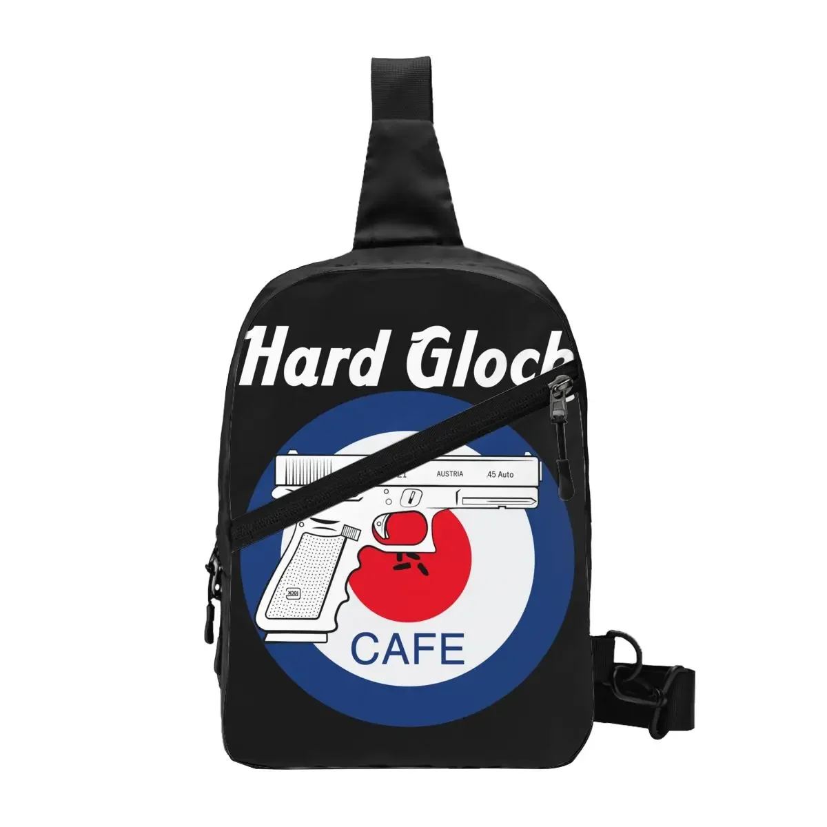 

Vintage Hard Glock Cafe Sling Chest Crossbody Bag Men Fashion USA Handgun Pistol Logo Shoulder Backpack for Traveling