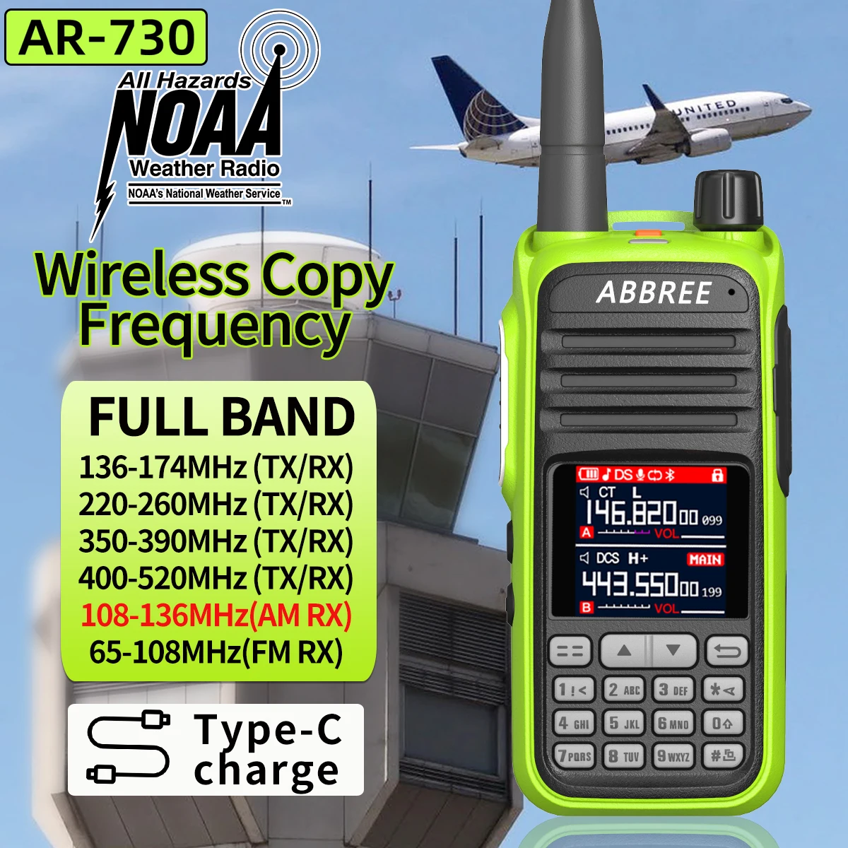 Banda de banda de ar abbree ar 730 freq ncia de c pia sem fio 256ch