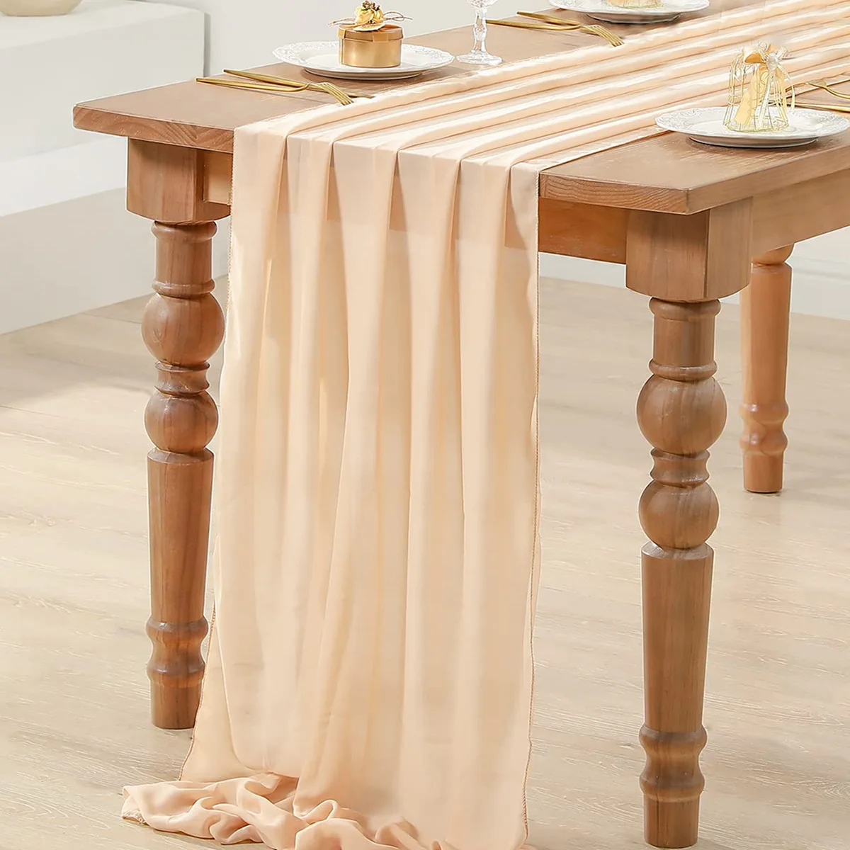 Set of5 Chiffon Table Runner  Wedding Arch Gauze Vintage Romantic Wedding Chair Sashes Birthday Party Baby shower Ceremony Decor 3