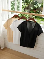 cardigan femme court haut ete légère manteau protection solaire korean style gilet maille tricot femme vêtements fin en jersey femmes de tricoté à manches longues crop top manche longue noir pull été fashion mode rose 2