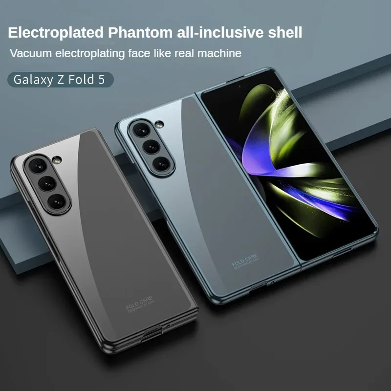 For Samsung Galaxy Z Fold 5 Case Electroplating Transparent Colorful Folding Shockproof Protection Hard Back Cover Accessories
