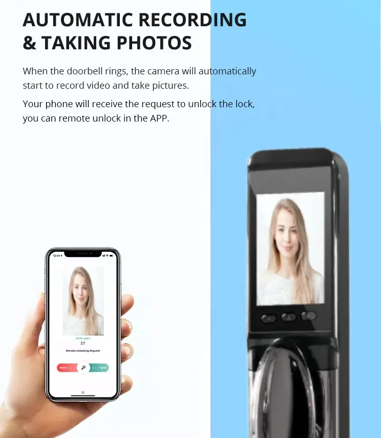 RFID smart door lock keyless tuya wifi fingerprint push pull home lock with camera biometric door Lock Airbnb Cerradura