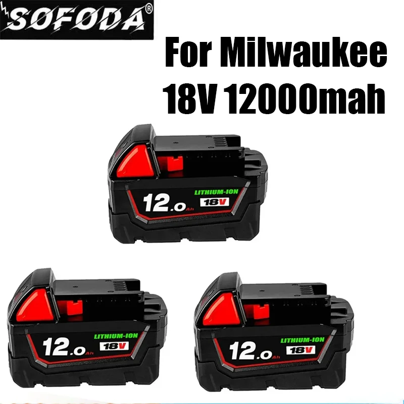 

18V 12.0Ah Replacement for Milwaukee M18 XC Lithium Battery 48-11-1860 48-11-1850 48-11-1840 48-11-1820 Rechargeable Batteries