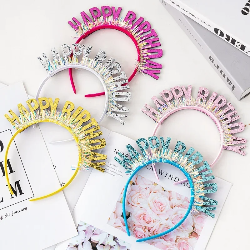 Happy Birthday Headband Girl's Birthday Decoration Hat Crown Party Decoration for Girl Children's Supplies party hat,birthday crown,birthday headband set,unicorn headband,rabbit headband