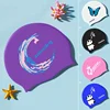 Printed Swimming Caps Long Hair Ear Protection Unisex Men Women Swim Caps Stretch Elastic Silicone Swimming Cap Pool Accessories 1