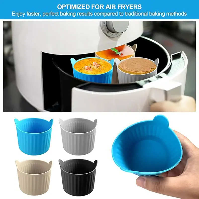 1/6Pcs Air Fryer Baking Silicone Mold Non-stick Egg Baking Liner Reusable Bakeware Easy Release Baking Supplies 2025 New