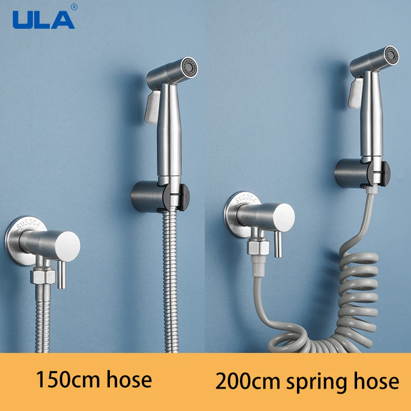 ULA Brushed Bidet Faucet Stainless Steel Handheld Bidet Sprayer Set Toilet Sprayer Bidet Faucet Single Cold Water Tap