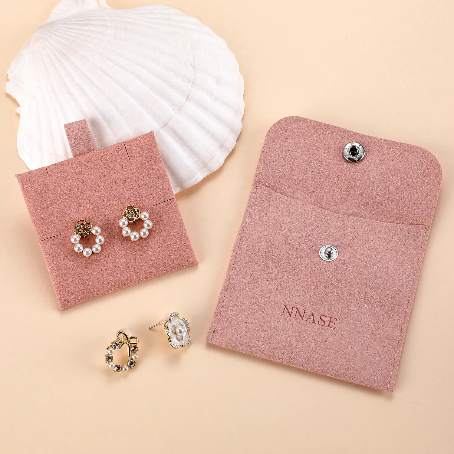 

50PCS AnnaSew Custom Logo Luxury Suede Jewelry packaging microfiber Jewelry Pouch with Logo for Earrings Necklace