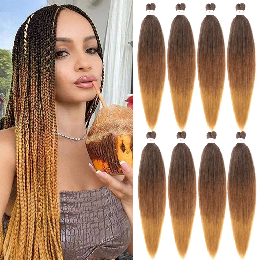 30inch 8 Packs Braiding Hair Pre Stretched Ombre Blonde Braids Hair Extensions Synthetic Xpression Prestretched Braiding Hair 1