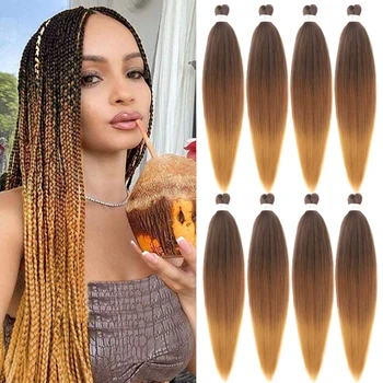 30inch 8 Packs Braiding Hair Pre Stretched Ombre Blonde Braids Hair Extensions Synthetic Xpression Prestretched Braiding Hair 1