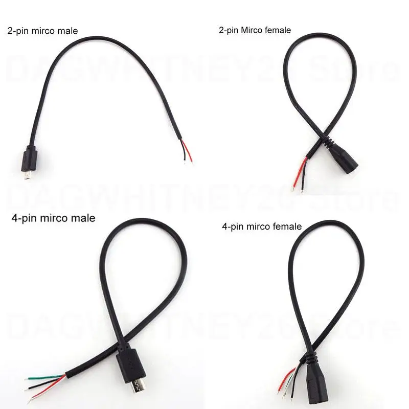 

5 шт. 30 см Micro USB 2,0 A Разъем для Android интерфейс 4 контакта 2 контакта штекер гнездо зарядного кабеля Шнур соединитель