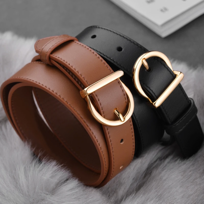 

2.4cm Women Belt Genuine Leather Ladies Thin Belts Fashion Luxury Brand High Quality Female Jeans Windbreaker Waistband 2024 New