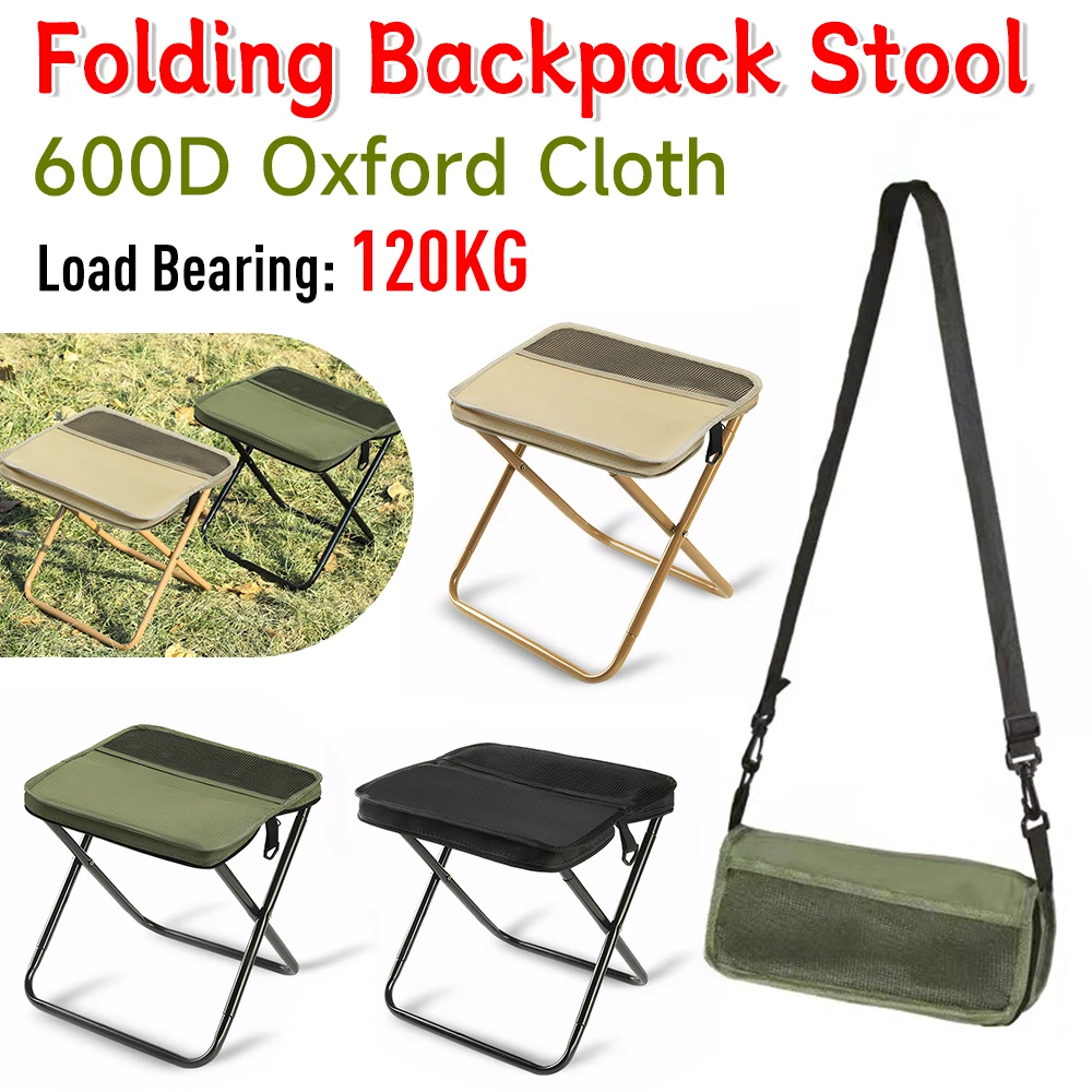 Portable Folding Square Lightweight Stool Chair Heavy Duty for Fishing Hiking Picnic With Storage Bag