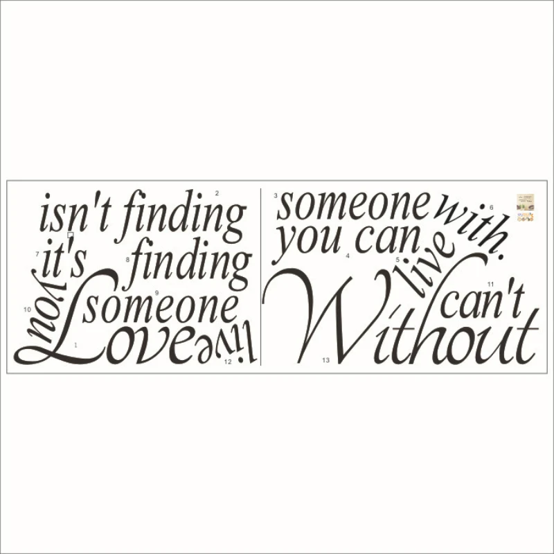 New 37x82cm Love Isn't Finding English Quote Wall Stickers Home Living Room Decro Decals