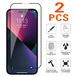 Premium Full Tempered Glass Screen Protector - 2 Pack - 2 Pcs Black (For 6 Plus 6s Plus)
