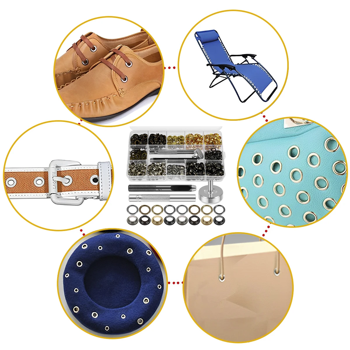 400 Set Grommet Kit Brass Eyelets Hole Punch Tool Manual Grommet Press Machine Fabric Leather Canvas Clothing Shoes eyelet punch tool set eyelet grommet ring kit grommet eyelet kit grommet punch tool grommet tool kit grommet tool