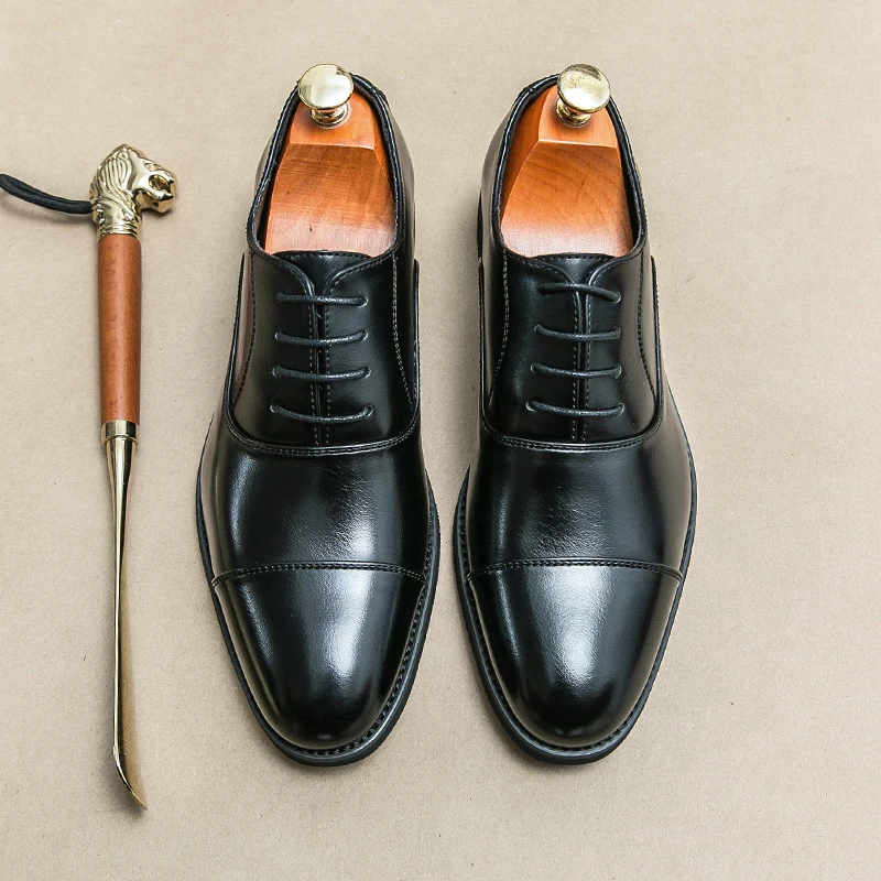 Fashion Luxury Business Formal Leather Shoes Men Prom Dress Wedding Shoes Black Classic Oxford Pointed Gentleman Office