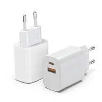 2 Pack 20W PD Fast Charging Wall Charger Dual Port USB C & USB A White Compact EU Standard Plug Travel Essential for All USB Enabled Devices 1