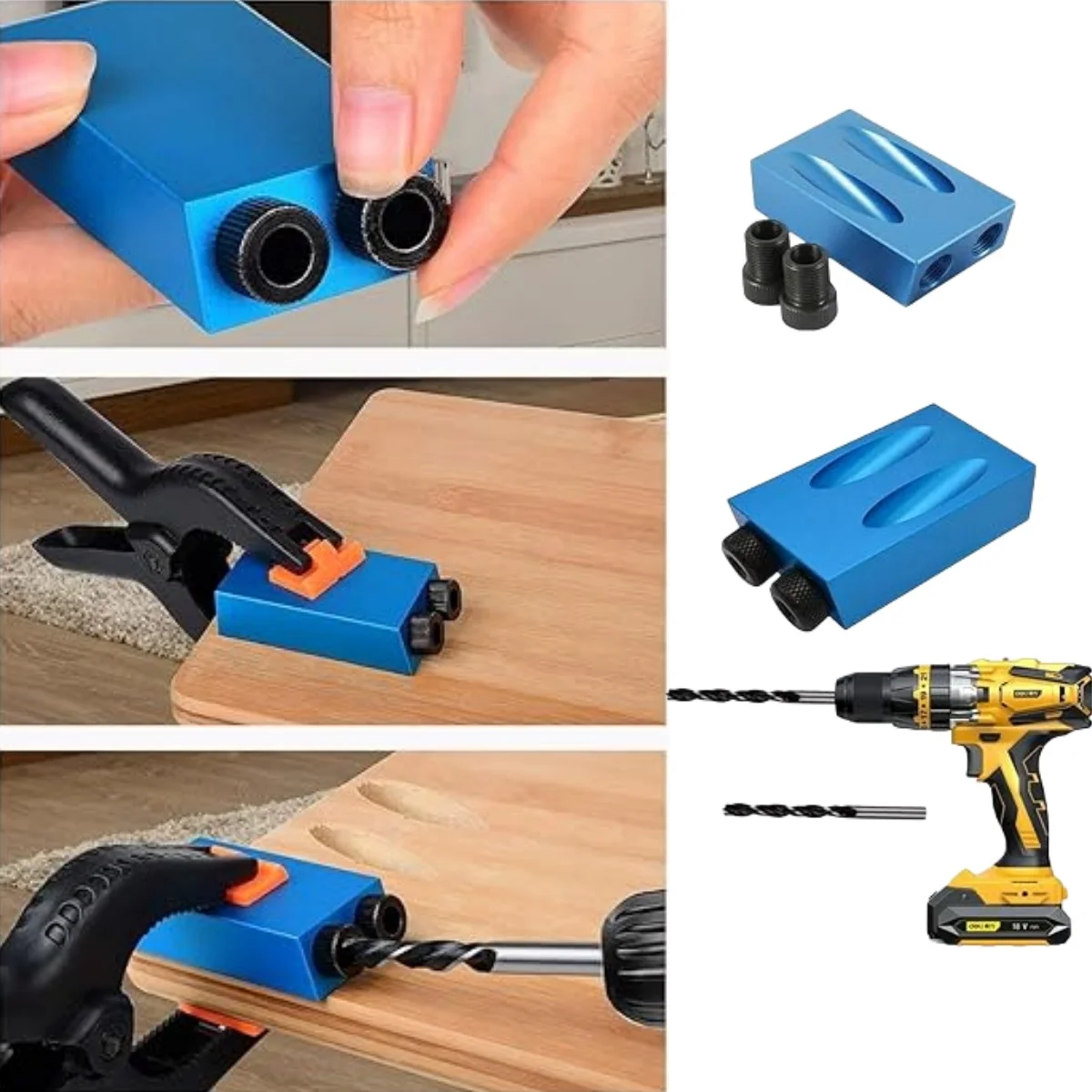 15 Degree Pocket Hole Screw Jig Dowel Drill Joinery Kit Positioner Locator Tool Carpenters Wood Woodwork Guides Joint Angle Tool