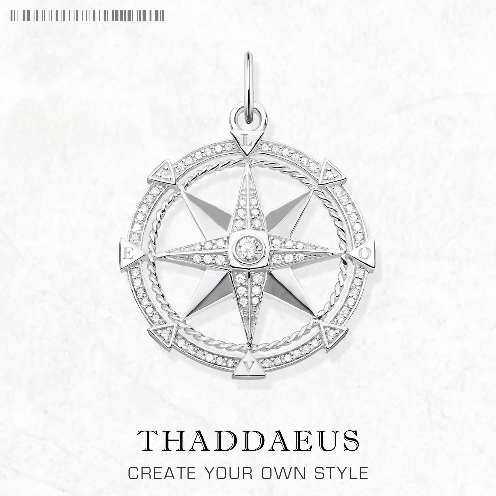 Pendants Compass Jewelry 925 Sterling Silver Lucky Gift For Women Men, silver pendant
