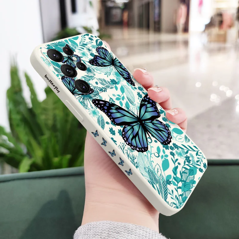 Aurora Butterfly Phone Case For Samsung Galaxy S22 S21 S20 Ultra Plus FE S10 S9 S10E Note 20 ultra 10 9 Plus Cover