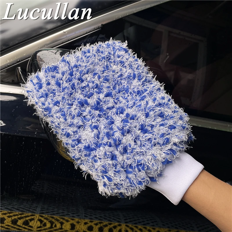 Lucullan Cyclone Wash Mitt 7 "X8" Soft Microfibra Blend Fodera Interna In Rete Di Schiuma Super Spessa Con Punto