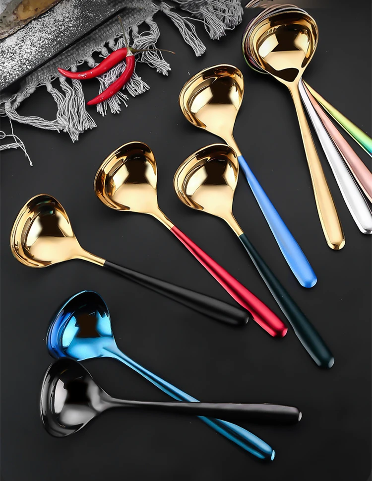 304 Stainless Steel Korean Soup Spoon Long Handle Noodles Ramen Tablespoons Hot Pot Scoop Kitchen Cooking Tableware Skimmer