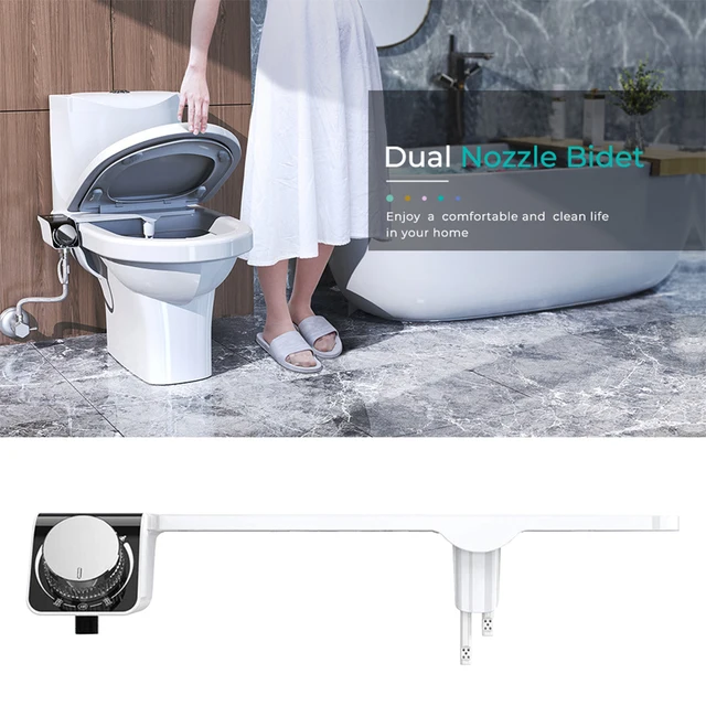 Attachment de Bidet para Inodoro con Agua Caliente, Ultra-Delgado  Attachment de Bidet Caliente y Frío, Control de Boquilla Pulverizadora  Autolimpiante de Presión No Eléctrica Ajustable, para Lavado Posterior y  Femenino - AliExpress