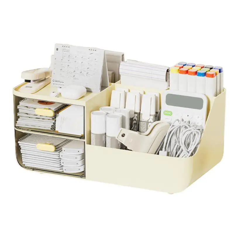 Makeup Organizer Pencil Holder for Desk Cosmetic Organizer Cosmetic Makeup Storage Box Desktop Stationary Organizer with Drawers 6