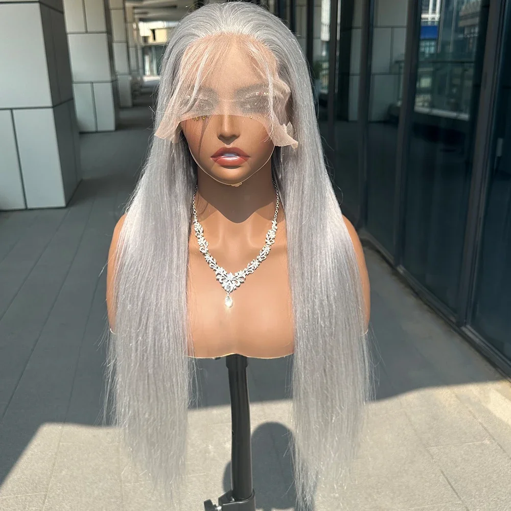 Silver Grey 13X6 Lace Front Human Hair Wigs Grey Colored HD Lace Frontal Wigs Human Hair Straight 13x4 Lace Front Wig 2