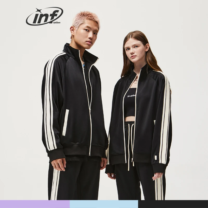 Inflation Mens Stripe Tape Track Jacket Couple Basic Outerwear