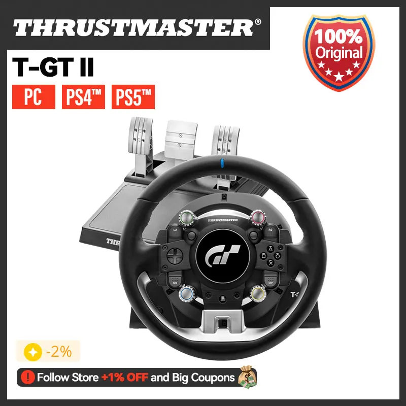Thrustmaster T-GT II Force Feedback racing wheel for PS5 PS4 Best for GT  Sport for PlayStation 5 PlayStation 4 PC