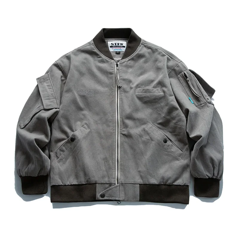 

Men's Cargo Jackets Oversized Hip Hop Bomber Coat Cotton Loose Harajuku Zip Jackets Outerwear Men