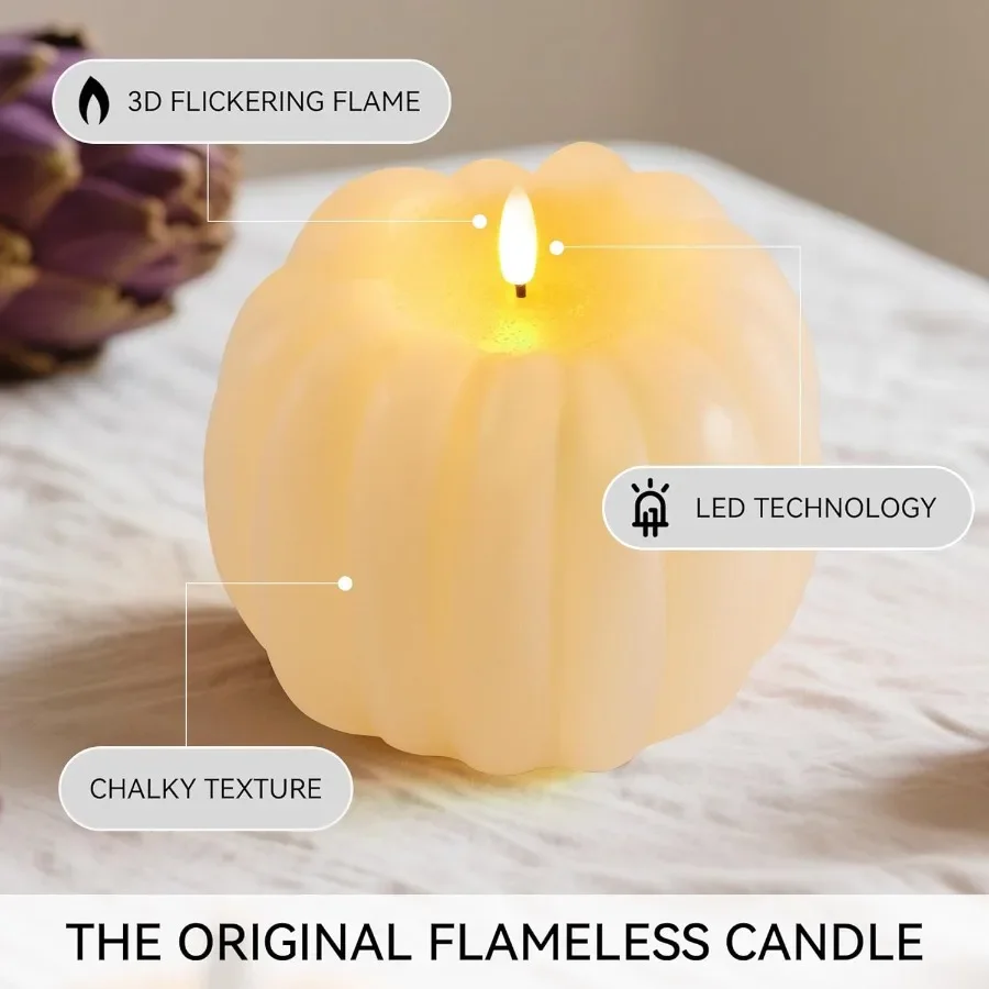 Fall Decorations for Home Flickering Flameless Wax Pumpkin LED Candle with Timer Remote Control Thanksgiving Gifts Autumn Farmh